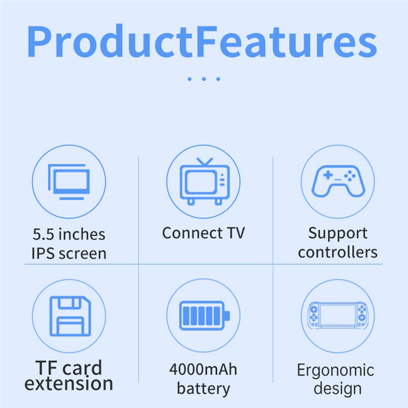 For POWKIDDY X55 Retro Game Console 16G+128G RK3566 5.5 INCH 1280X720 IPS Open-Source Linux Handheld Video Console. 