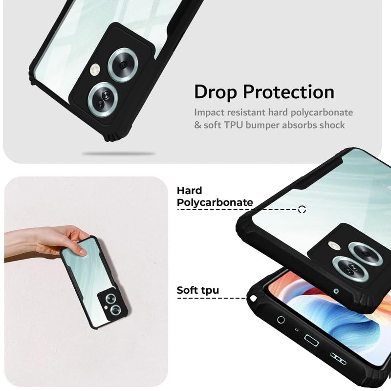 OPPO A79 5G Edge-Reinforced Shockproof Cushion Back Clear Hybrid Transparent Hard Cover Casing-ELF. 
