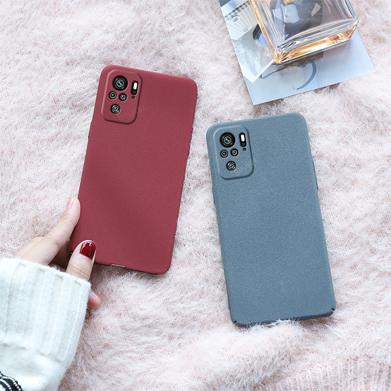 Biruiqu For Redmi Note 10 4G / Redmi Note 10S Shockproof Anti Slip Soft TPU Sandstone Matte Back Case Cover. 