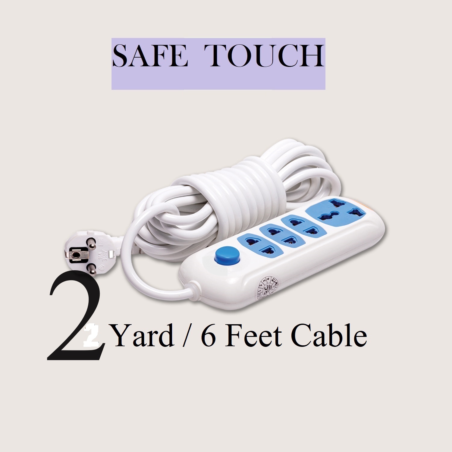 SAFE TOUCH ST-0034 Multiplug 4 Port Extention Socket White Multi Plug. 