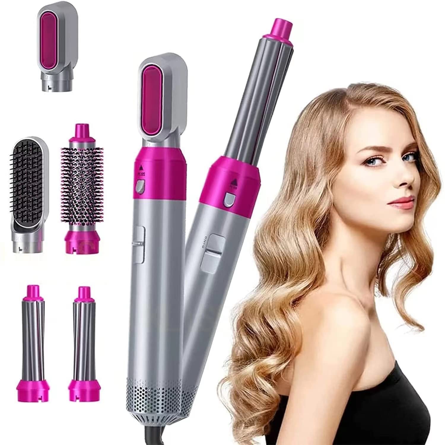 5 in 1 Multifunctional styling tool, The Detachable  Automatic Suction Hair Curler, 5 in 1 Multi-Head Hot Air Comb