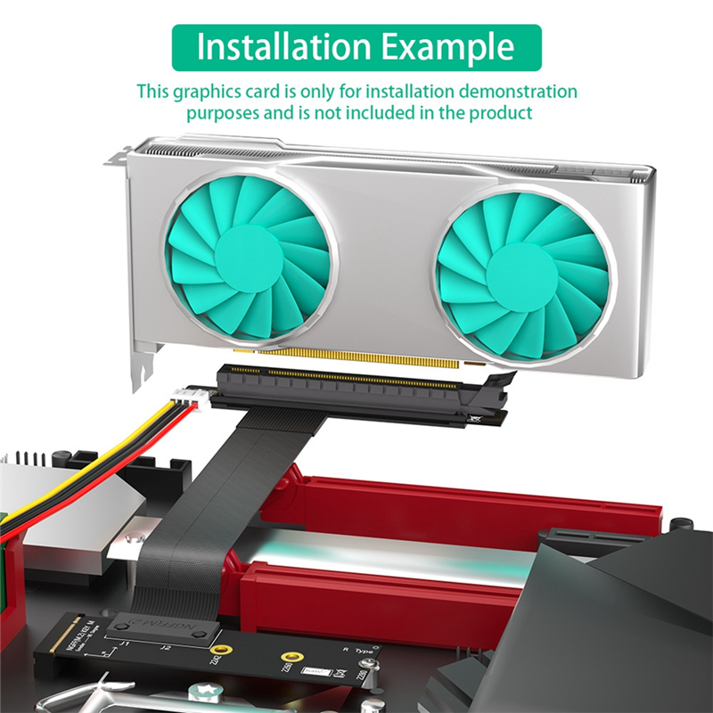 Riser Cable M.2 NVME to PCIE X16 Adapter Graphics Extension Cable 90 Degree PCI Express 3.0 16X to M Key Riser Cable A. 