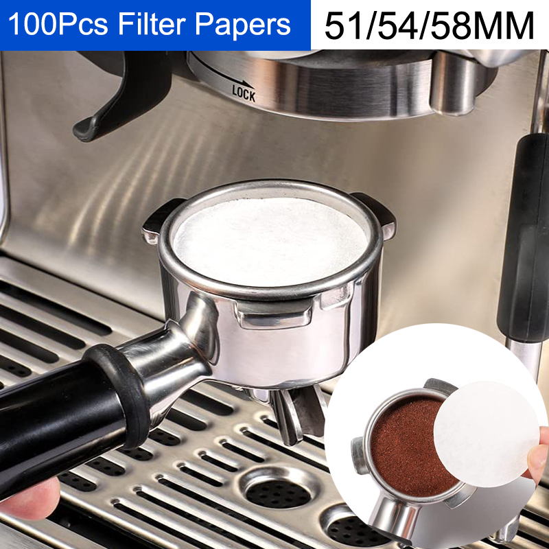 100 Pcs Coffee Paper Filter 51/54/58mm for Espresso Machine Unbleached Puck Screen Portafilter Paper Barista Maker. 