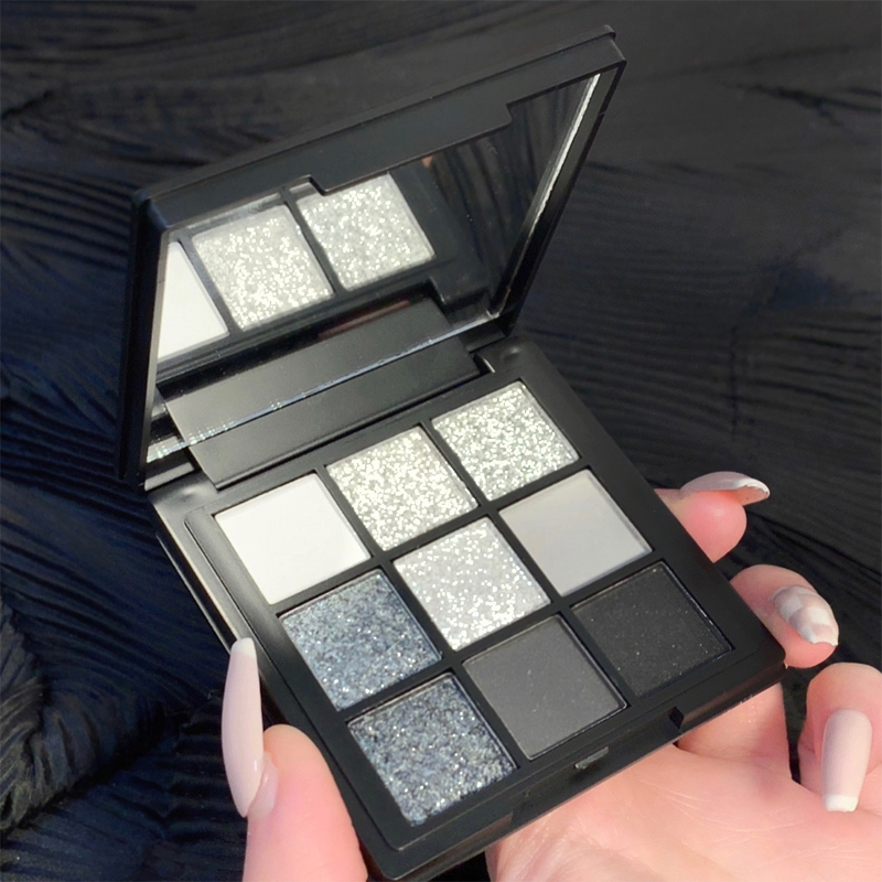 Ggmm Suke 9 Colors Eyeshadow Palette metallic white gray black eyeshadow palette with mirror