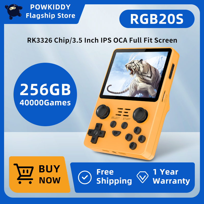 POWKIDDY RGB20S 256G 40000 Game Handheld Devices Pocket Retro Console -Option -White 16G-256G-Option -White 16G-256G. 
