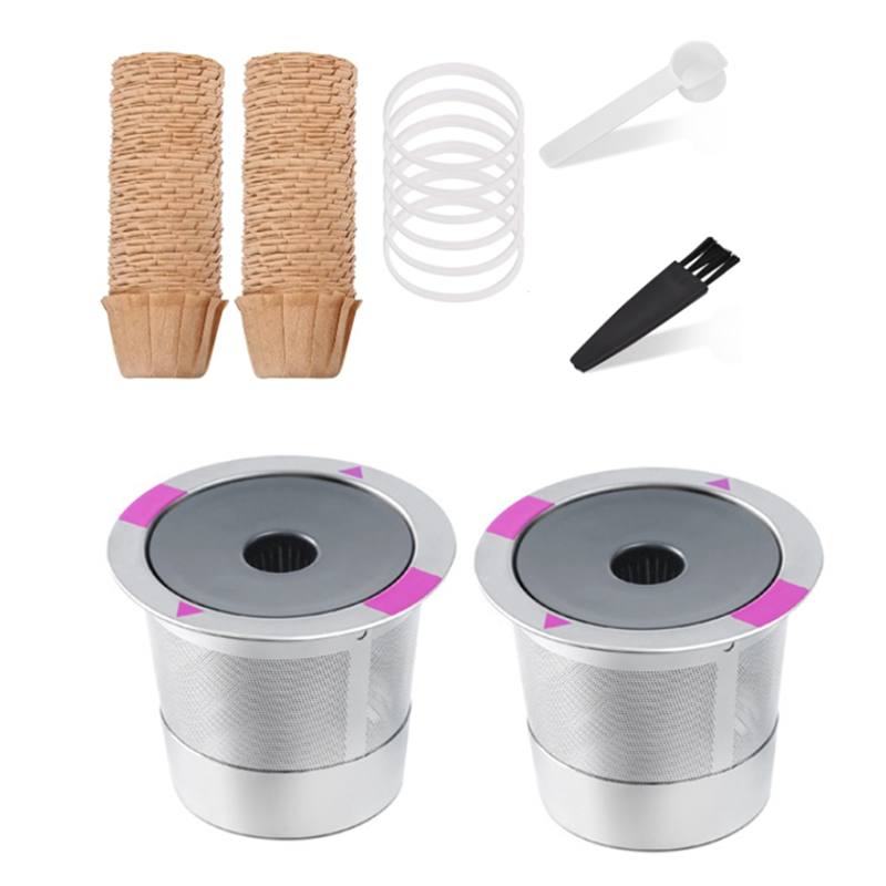 Reusable K Cups for , 2 Stainless Steel Coffee Pods for 1.0 Coffee Maker,6 Silicone Rings and Paper Filters