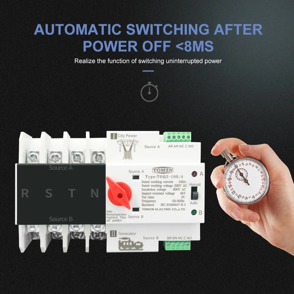 Automatic Transfer Switch / Changeover ,4P, 125A, 3 Phase, 4 Pole, ATS Dual Power. 