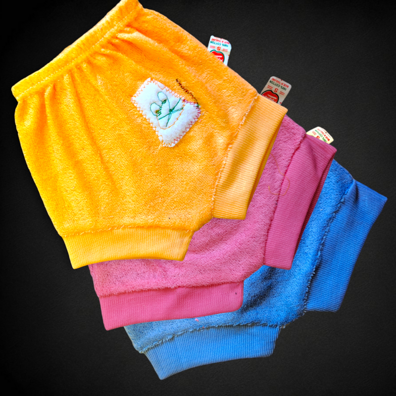 Soft and Comfortable Cat Short Pants for Baby- 3PCD Blue, Yellow, Pink Color Combo Pack. 