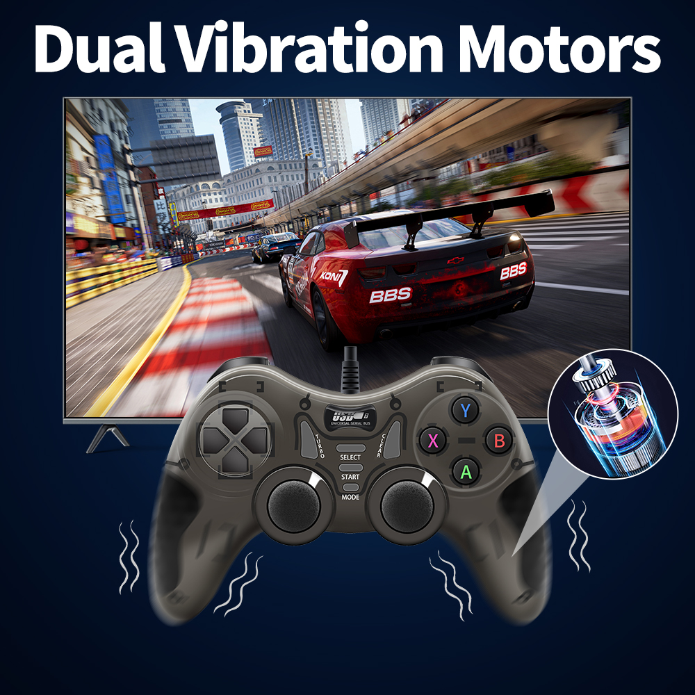 Wired Game Controller With 360° 3D Joystick For Android TV Box/Game Console/Steam/Laptop Gamepad With Vibration Turbo Function. 