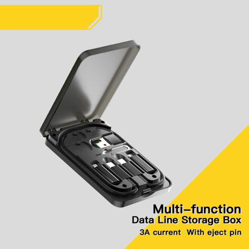 【Ready Stock+FREE Shipping+COD】Multi-Functional Compact Cable Card USB-C Cable & USB-A/Micro-USB/Light/OTG USB Adapter Kit Cable Convertor Storage Box. 