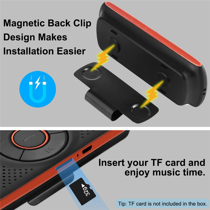 Car Bluetooth Speaker for Handsfree Talking, Wireless Car Music Player with Visor Clip. 