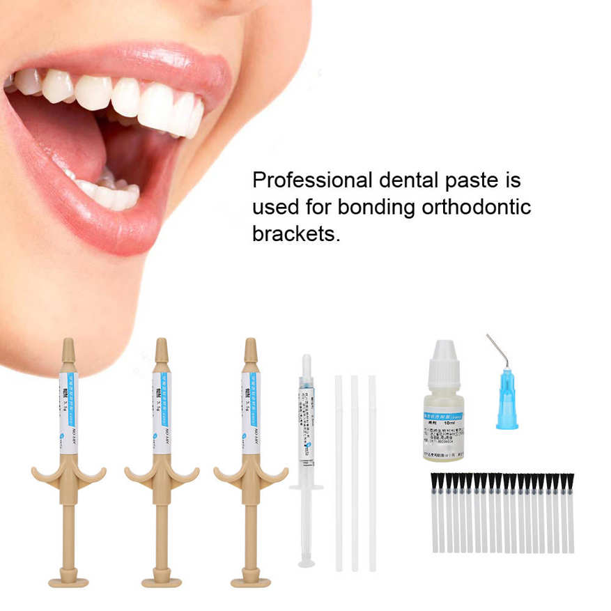Dental Tool Orthodontic Brackets Braces Glue Bonding Self Curing Adhesive Paste Kit( ). 