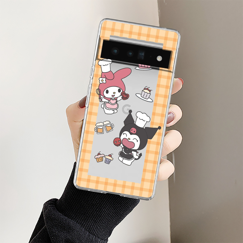 Anime Hello Kitty Kuromi For Google Pixel 8 7 6 Pro 6a 5 5a 4 4a XL 5G Transparent Soft Phone Case Shockproof Cover. 