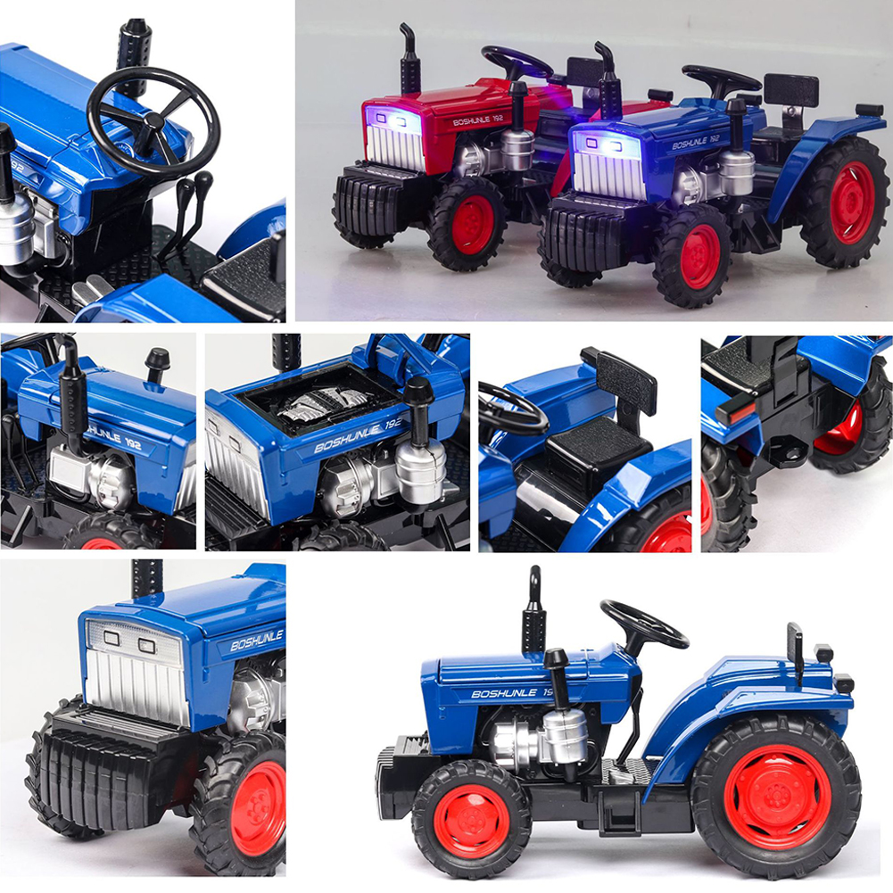 1:32 Simulation Farm Tractor Car Model Light Sound Effect Doors Open Alloy Pull Back Auto Toy Gift Collection. 