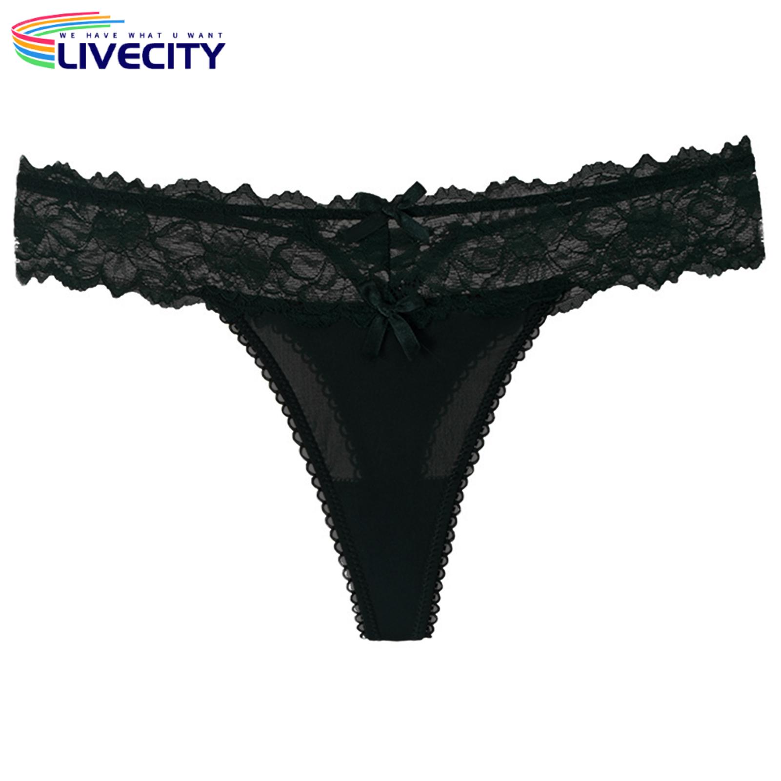 Ice Silk T-back Bowknot Decor T-back