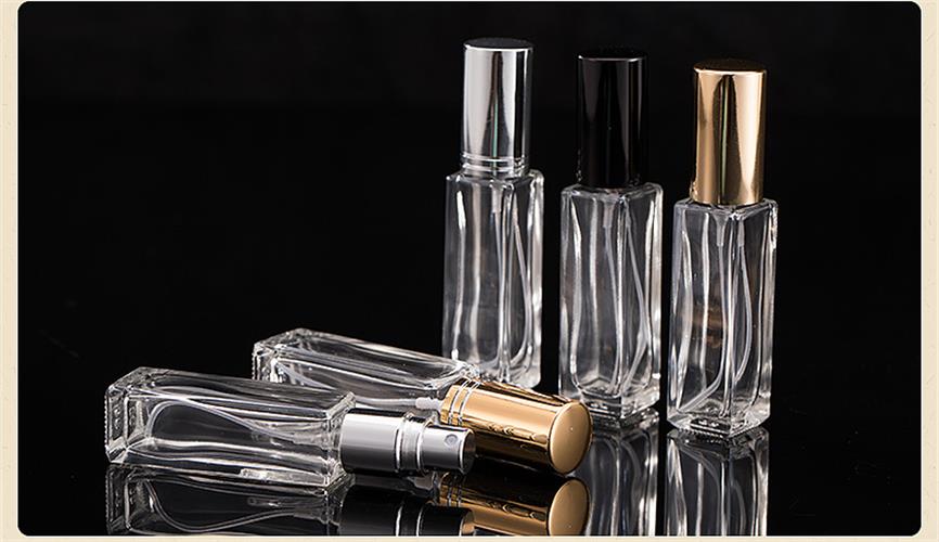 10ml Empty Refillable Perfume Clear Glass Atomiser Spray Bottles Travel Square Bottles with Mist Pump for Aftershave Cologne. 