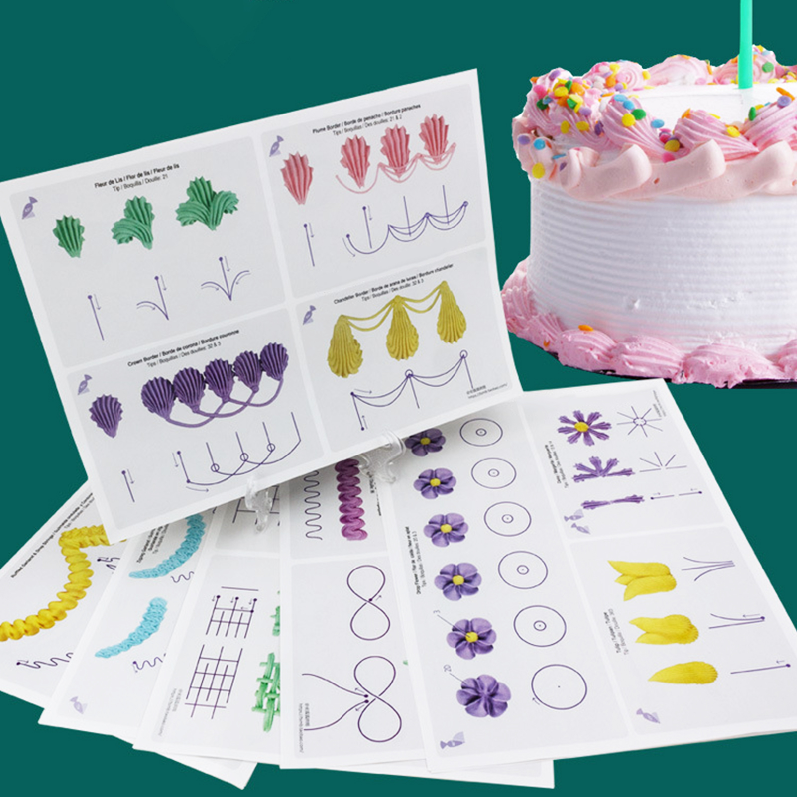 27Pcs/Set Cake Icing Piping DIY Practice Drawing Board Template Paper Cardboard. 