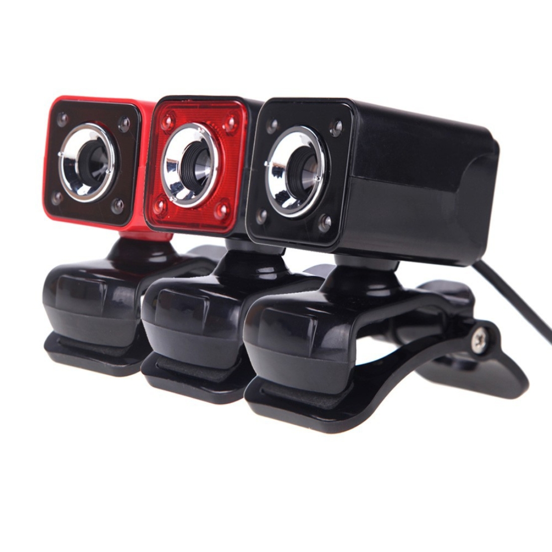 A862 360 Degree Rotatable 480P WebCam USB Wire Camera with Microphone & 4 LED lights for Desktop Skype Computer PC Laptop, Cable Length: 1.4m. 