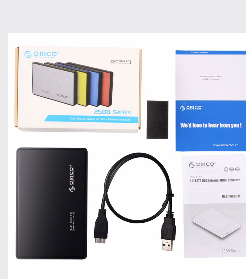 Orico 2588US3 External Hard Drive Enclosure USB 2.0 For 2.5" SATA HDD And SSD 1TB support. 