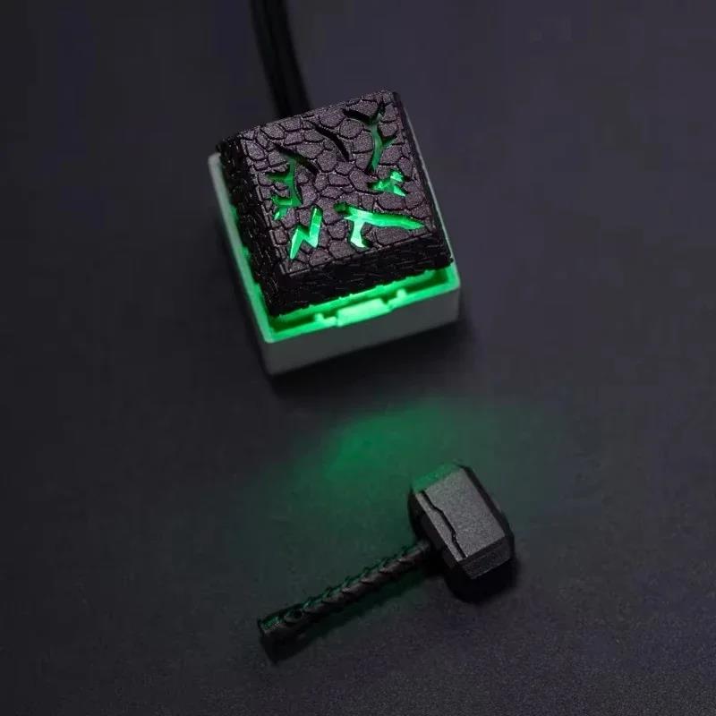3D Stereoscopic Keycaps 2In1 Thor Hammer Resin Keycap Magnetic Transparent Keycap ESC Mechanical Keyboard Keycap. 
