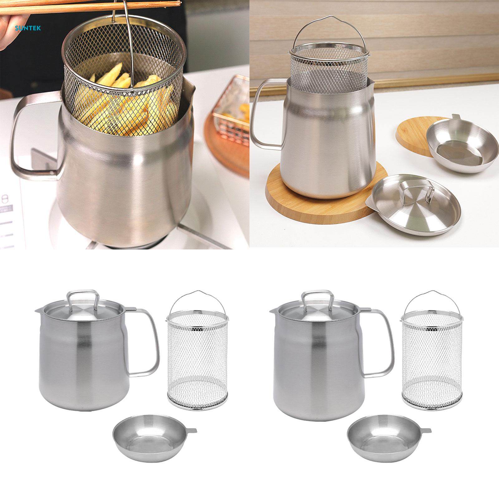 Deep Frying Pot with Strainer and Frying Basket for Fried. 