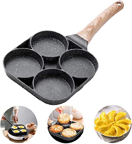 4 Hole Omelet Pan for Burger Eggs Ham PanCake Maker Frying Pans Non Stick No e Breakfast Grill Wok. 