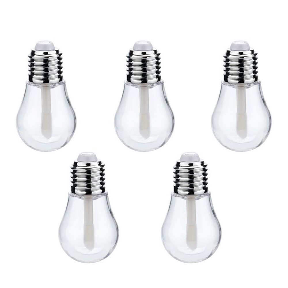 5Pcs Cute Light Bulb Shape Empty Lip Gloss Tube Clear Mini Refillable Lip Balm Bottles With Rubber Inserts