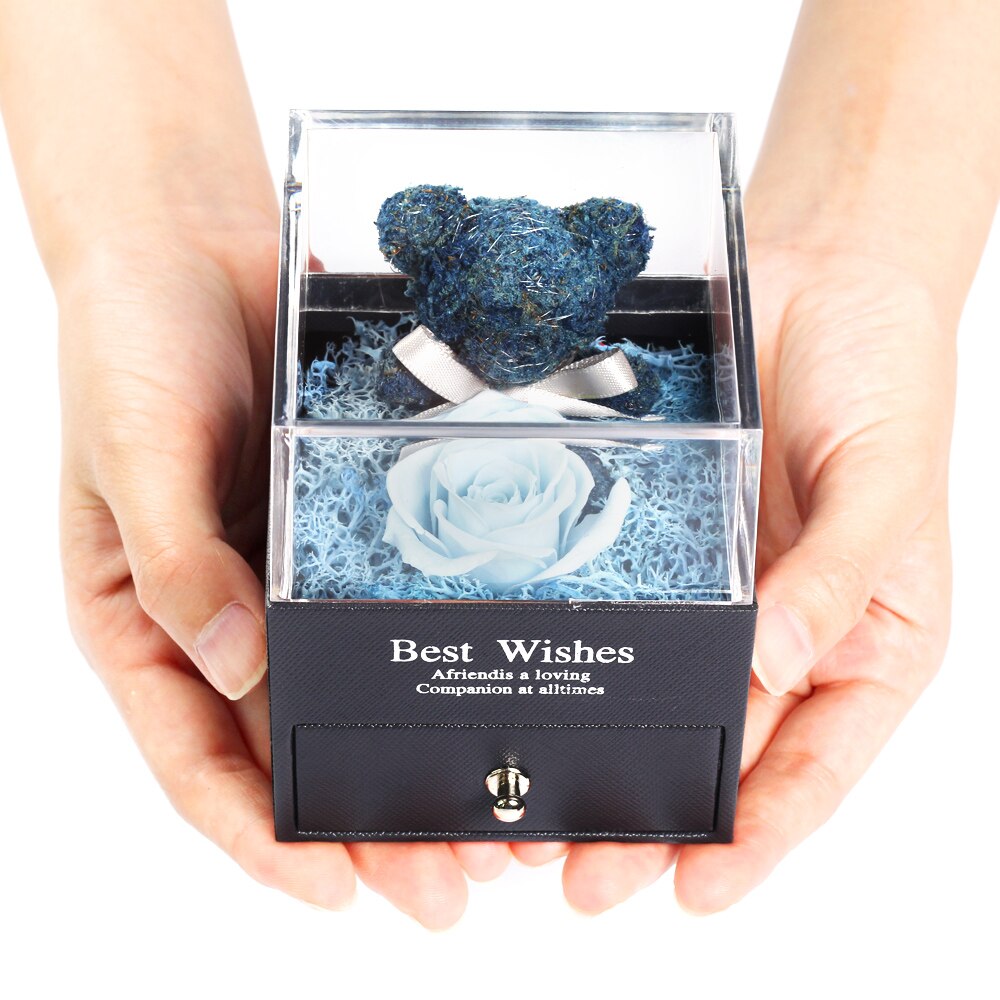 Home Decor Teddy Rose Bear Jewelry Box For Women Wedding Party Valentines Day Birthday Christmas Gift Eternal Rose Dorpshipping. 