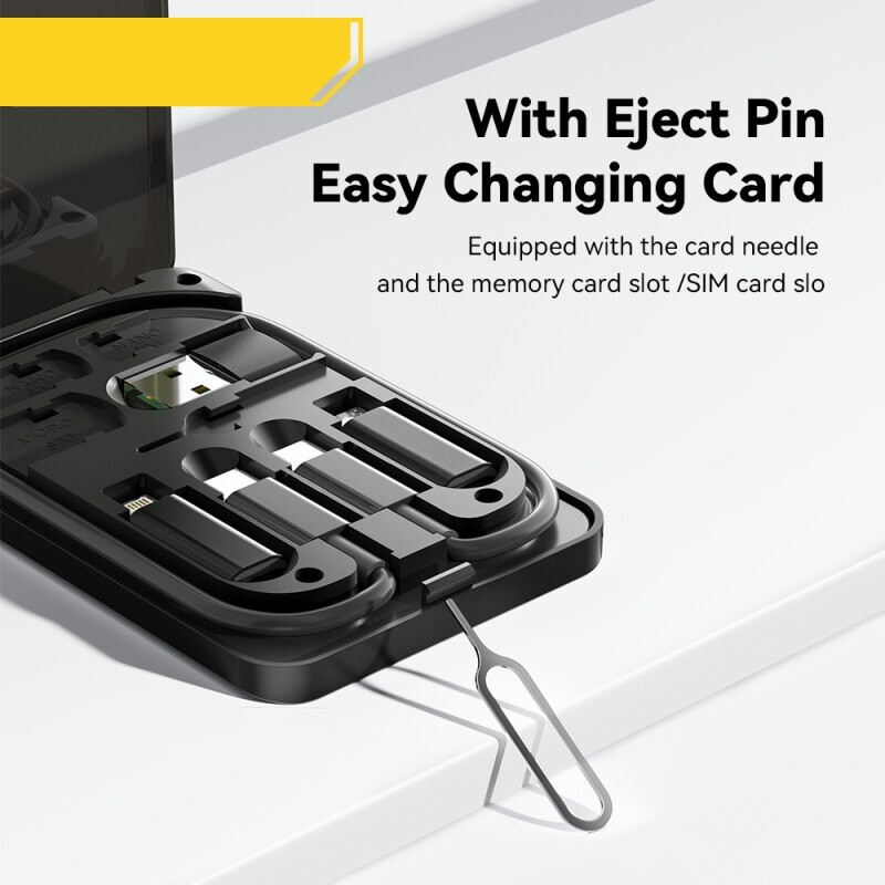 【Ready Stock+FREE Shipping+COD】Multi-Functional Compact Cable Card USB-C Cable & USB-A/Micro-USB/Light/OTG USB Adapter Kit Cable Convertor Storage Box. 