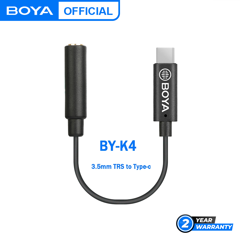 BOYA BY-K4 3.5mm TRS (Female) to Type-C (Male) Audio Microphone Adapter Converter for Android Phones Macbook iPad USB-C Devices. 