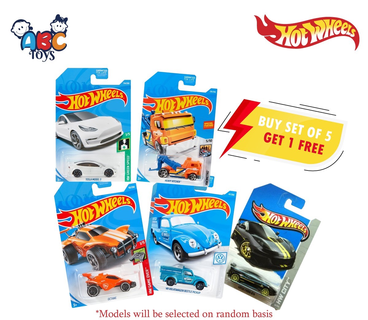 Hot wheels C4982 Set of 5 & Get 1 Free (random). 