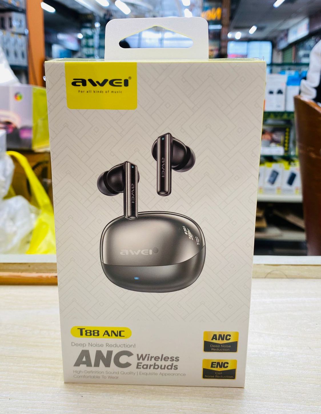 AWEI T88 ANC TWS Earbuds,  -35dB Deep Noise Cancelling Wireless Headphones with ENC and 4 Microphones In-Ear Handfree Earbuds. 
