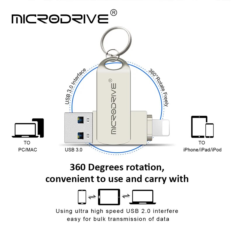 USB Flash Drive 128GB Pen Drive for iPhone X/XR/XS/ 8/7/6/iPad 64GB 32GB 256GB OTG Pendrive USB 3.0 Memory Stick for ios. 