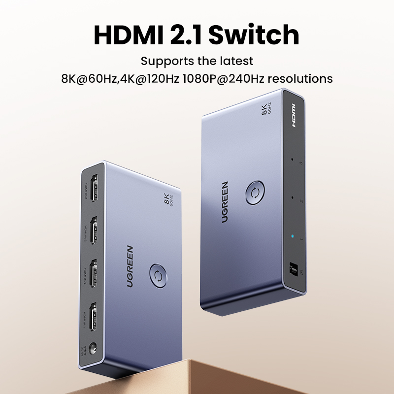 UGREEN HDMI 2.1 8K Switch 3 in 1 Out with Remote Control 8K@60Hz 4K@120Hz Converter Splitter Switcher For Xbox PS5 Monitors. 