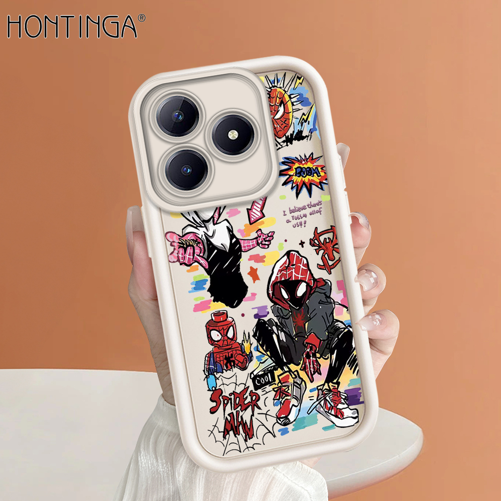 Hontinga for Realme C63 C65 Back Cover Gwen Spider-Man Pattern Ladder Soft Camera Protection Rubber Phone Case