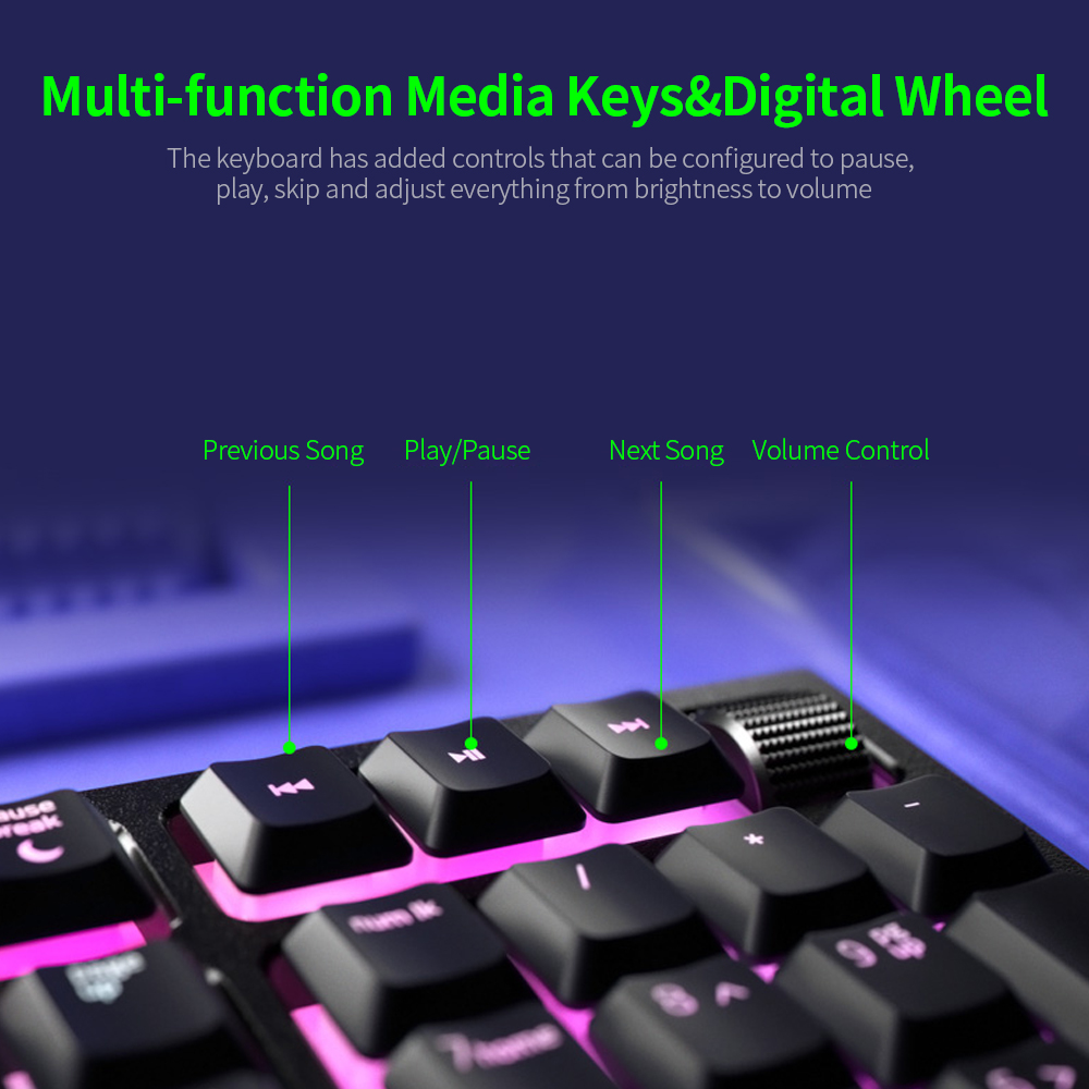 Razer Ornata V2 Wired Keyboard RGB Gaming Keyboard with Hybrid Mecha-membrane Switch Multimedia Keys Razer Chroma RGB Wrist Rest. 