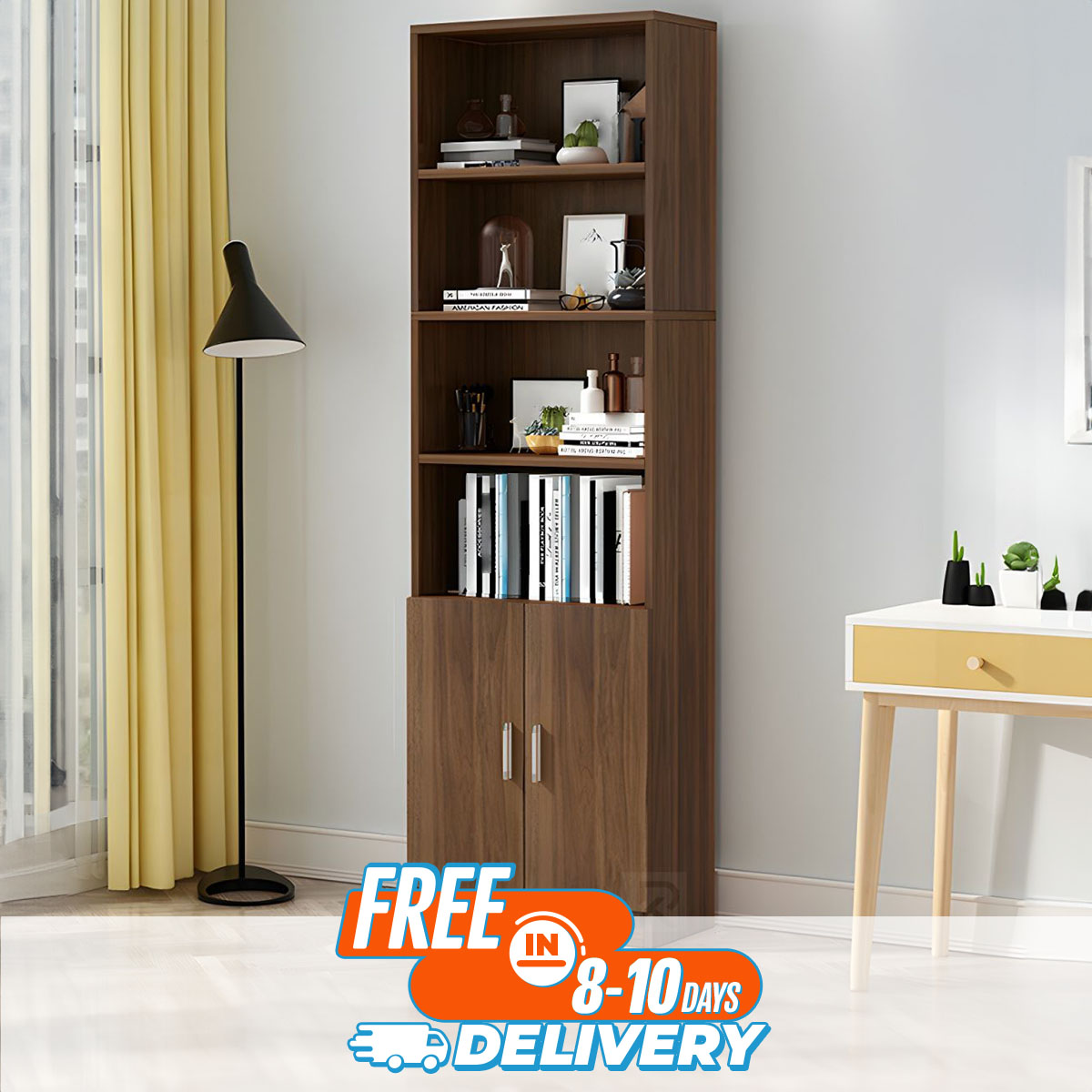 RK Modern Library Book Shelf Standing Display Shelve Rack Engineered Wood Bookcase Bookshelf Showpiece Rack with Storage Cabinet