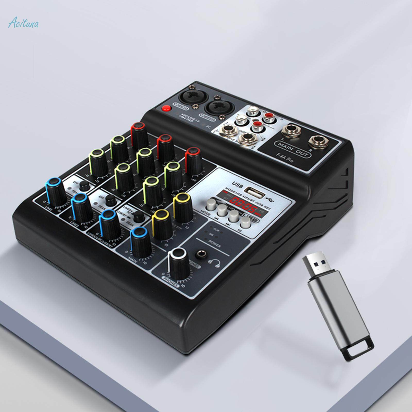 4 Channel Audio Mixer Reverb Delay Effect Portable Sound Board Console System for Studio Recording. 