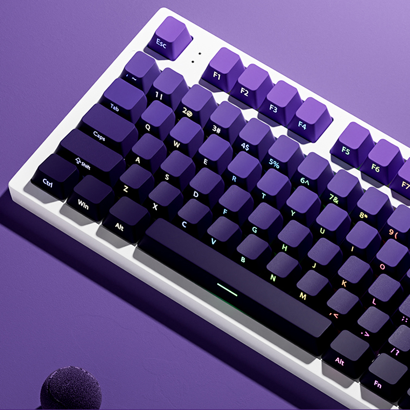 Gradient Purple Double Shot PBT Keycaps Cherry Profile Side Print RGB Backlit Keycaps 135 Keys for Cherry MX Switches Keyboard. 