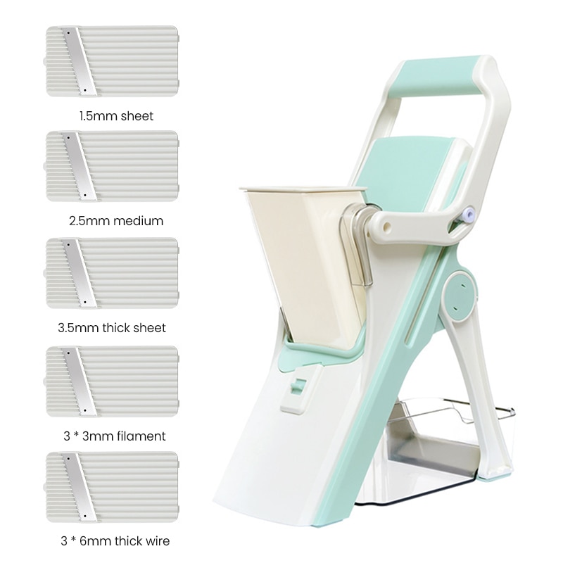 5 in 1 Vegetable Cutter Mandoline Slicer Manual Food Chopper Fruit Potato Cucumber Carrot Meat Slicer Shredder Ninja Safe Slice-Food Shredder. 