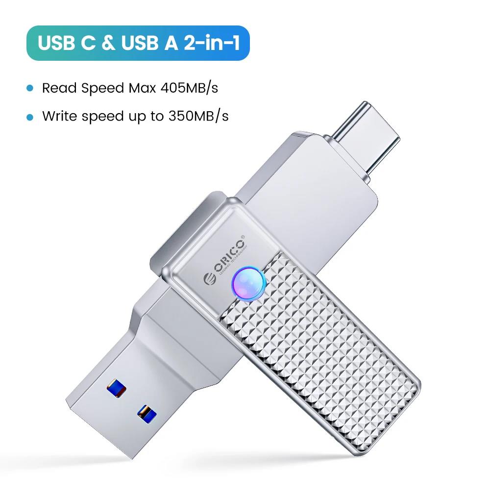 ORICO 2 in 1 OTG USB 3.2 Usb-C Flash Pen Drive Memory Stick Usb3.2 Flash Disk 64GB/128GB/256GB Type C Pendrive. 