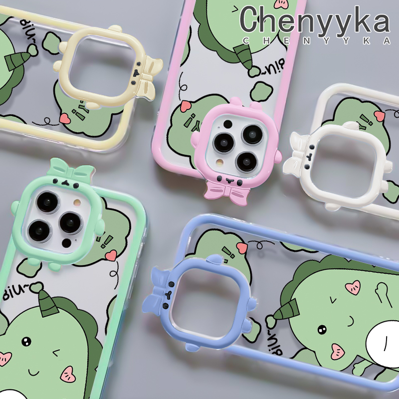Chenyyka For iPhone 6 Plus 6s Plus 7 Plus 8 Plus Case Cartoon Cute Green Dinosaur Shockproof Clear Phone Cases Little Monster Camera Lens Protective Cover Silicone Transparent Soft Case. 
