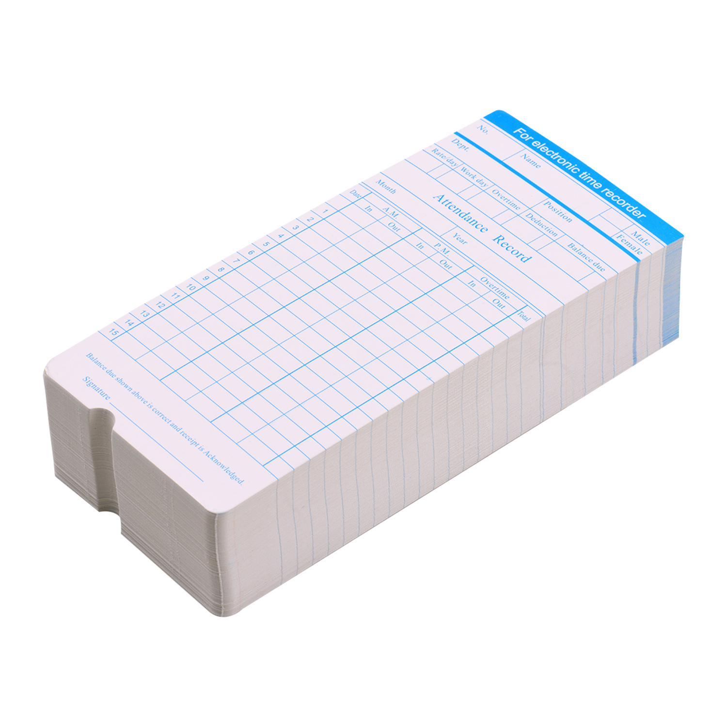 90pcs/ Pack Time Cards Timecards Monthly 2-sided 18 * 8.4cm for Employee Attendance Time Clock Recorder. 