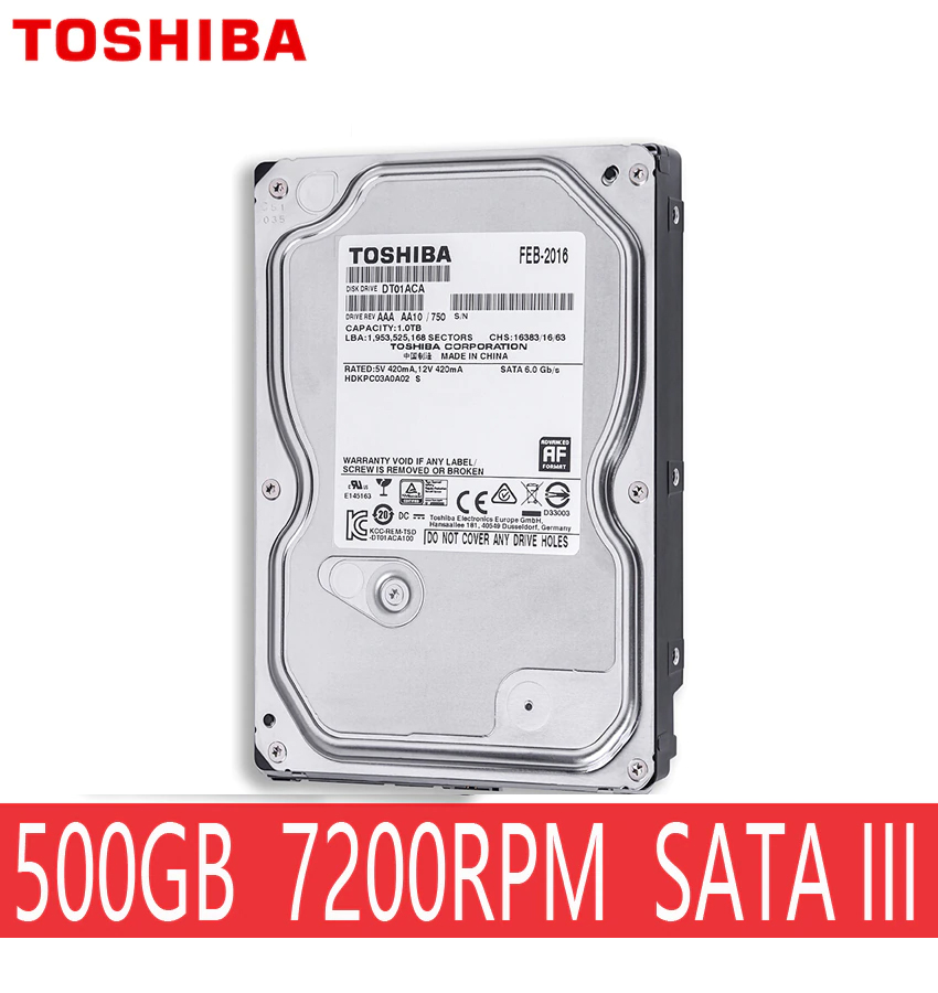 Toshiba 500gb Internal Desktop Hard Disk With 1 Years Warranty. 