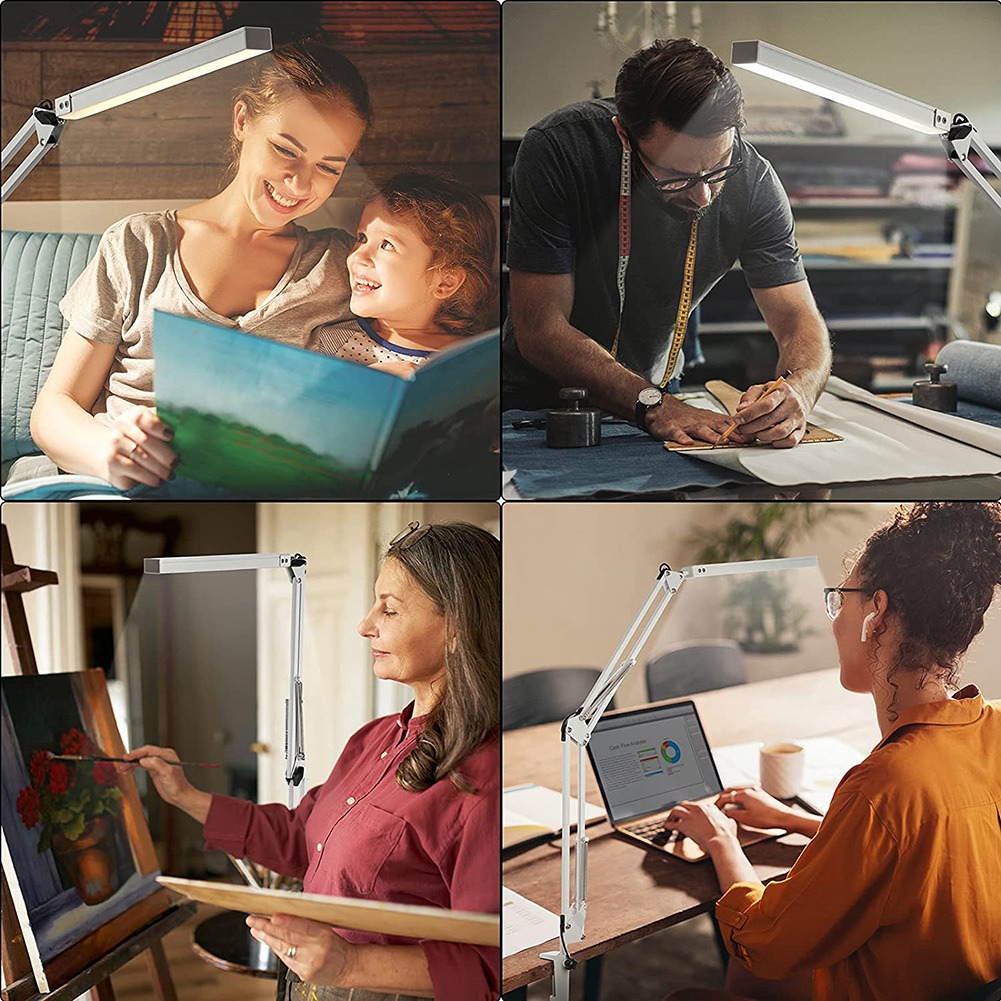 LED Desk Lamp with Clamp, 10W Swing Arm Desk Lamp, 3 Lighting Modes, Adjustable Table Lamp for Study, Drawing,Office. 