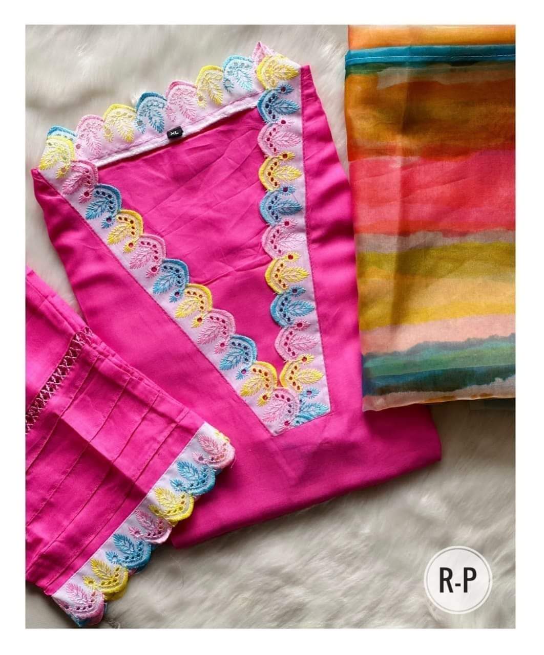 Design Readymade Cotton Fabrics Rongdhonu Three Piece For Girls.. 