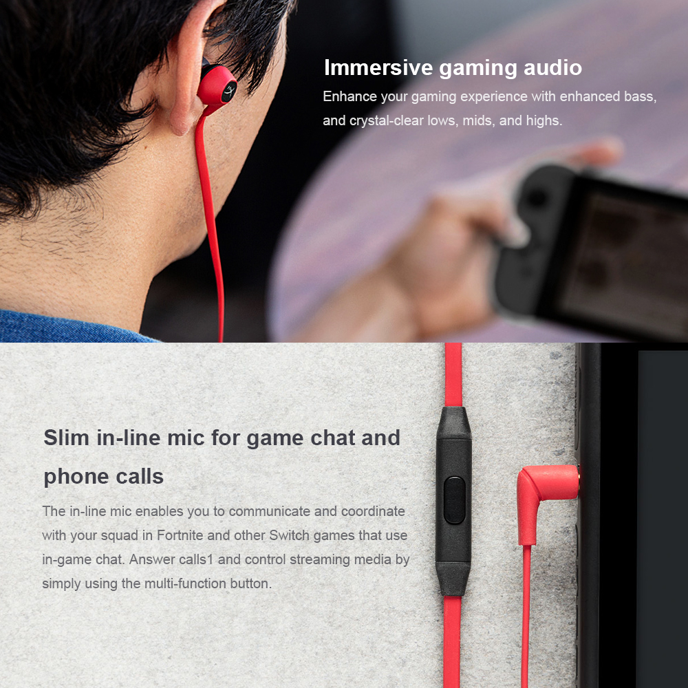 Kingston HyperX Cloud Earbuds Gaming Headset Portable Earphone with Microphone Immersive in Game. 