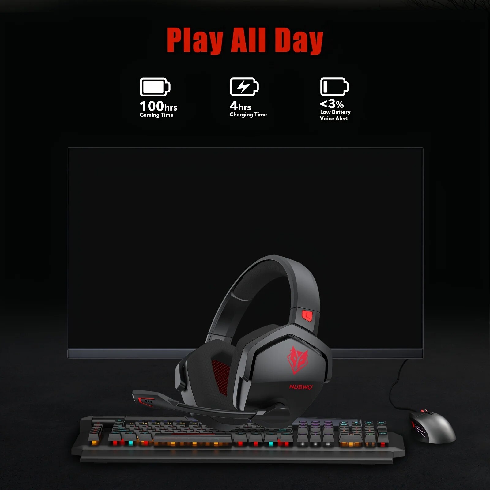 NUBWO G06 Wireless Gaming Headset Dual Mode 2.4GHz Wireless Bluetooth Headphone With Microphone For PS5, PS4, PC, Mac. 