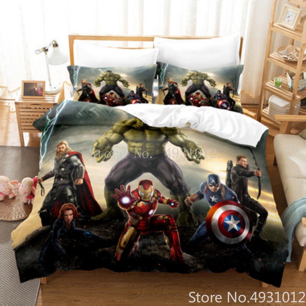 Avengers Hero Series Groot Bedding Set Digital Print 3Pcs Duvet Cover Pillowcase Home Textile Single Double King Bed Size. 