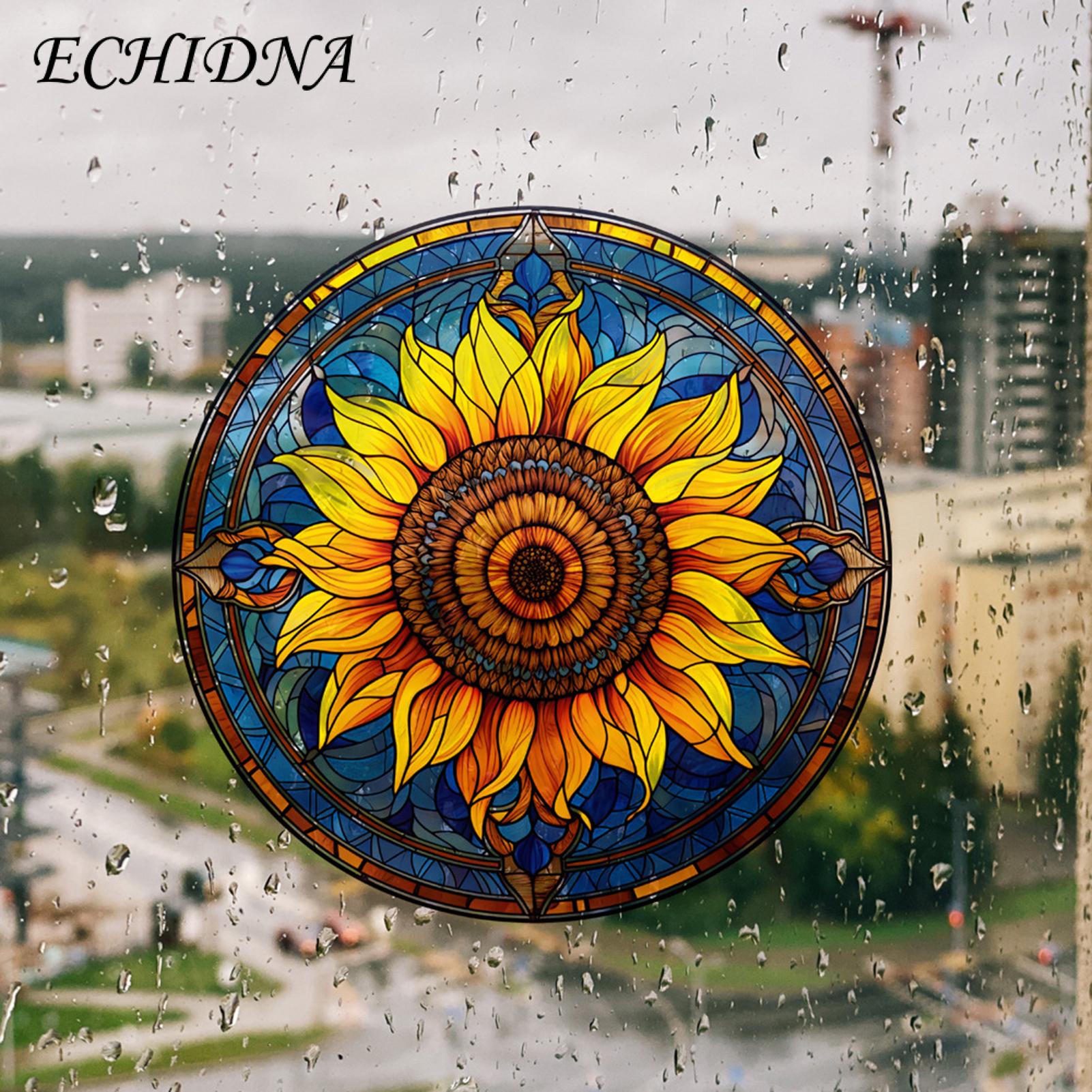 Sunflower Impt Warning 3d Static Window Stickers Removable Bird Deterrent Decorative Home cessory. 